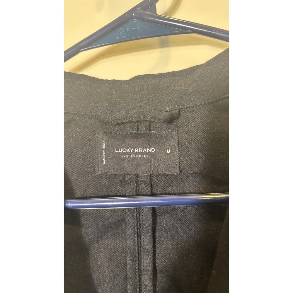 Lucky Brand Women Medium Black Cotton Single Button Blazer‎ Jacket Staple Piece